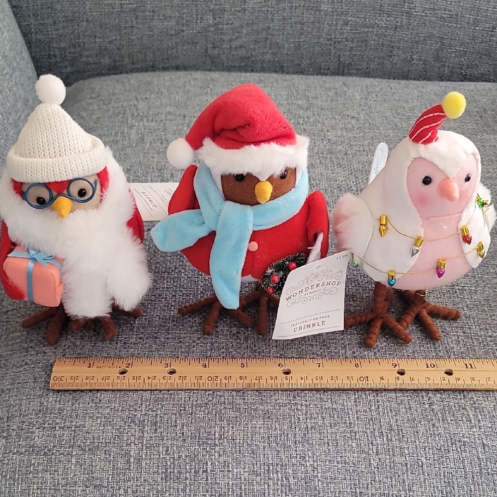 Target 2023 Wondershop Holiday Bird Plush Trio - Red, White, Brown